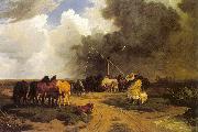 Lotz, Karoly Stud in a Thunderstorm oil on canvas